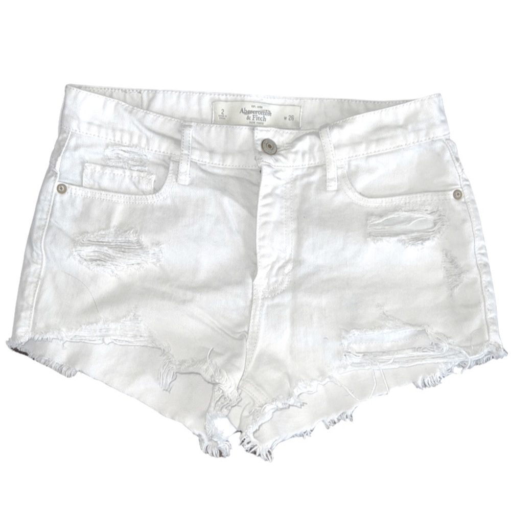Abercrombie and Fitch mid rise white denim shorts